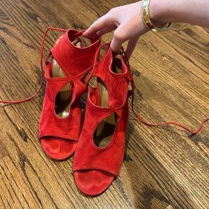 Aquazzura red suede heels. Size 38.5